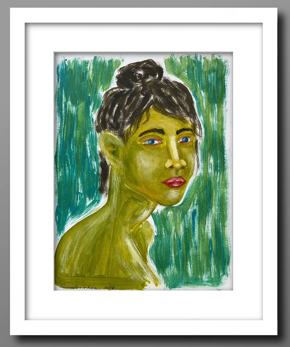 Image of Portraits.3 by Soloninkina, size: 21*27,5, made of Oil, paper, Painting medium, part of the Portraits series Photo 1 of 2.