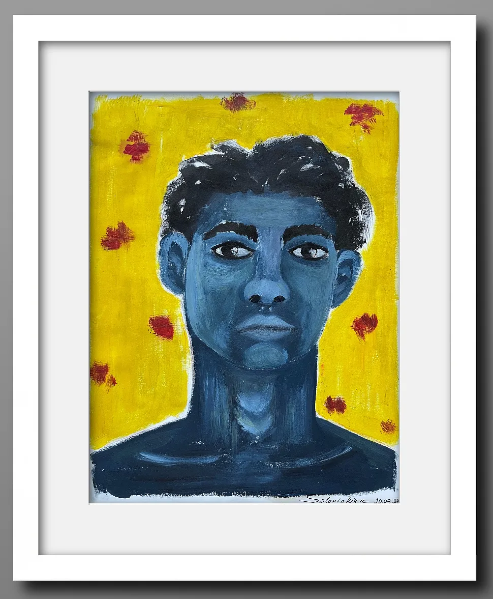 Image of Portraits.2 by Soloninkina, size: 21*27,5, made of Oil, paper, Painting medium, part of the Portraits series Photo 1 of 2.