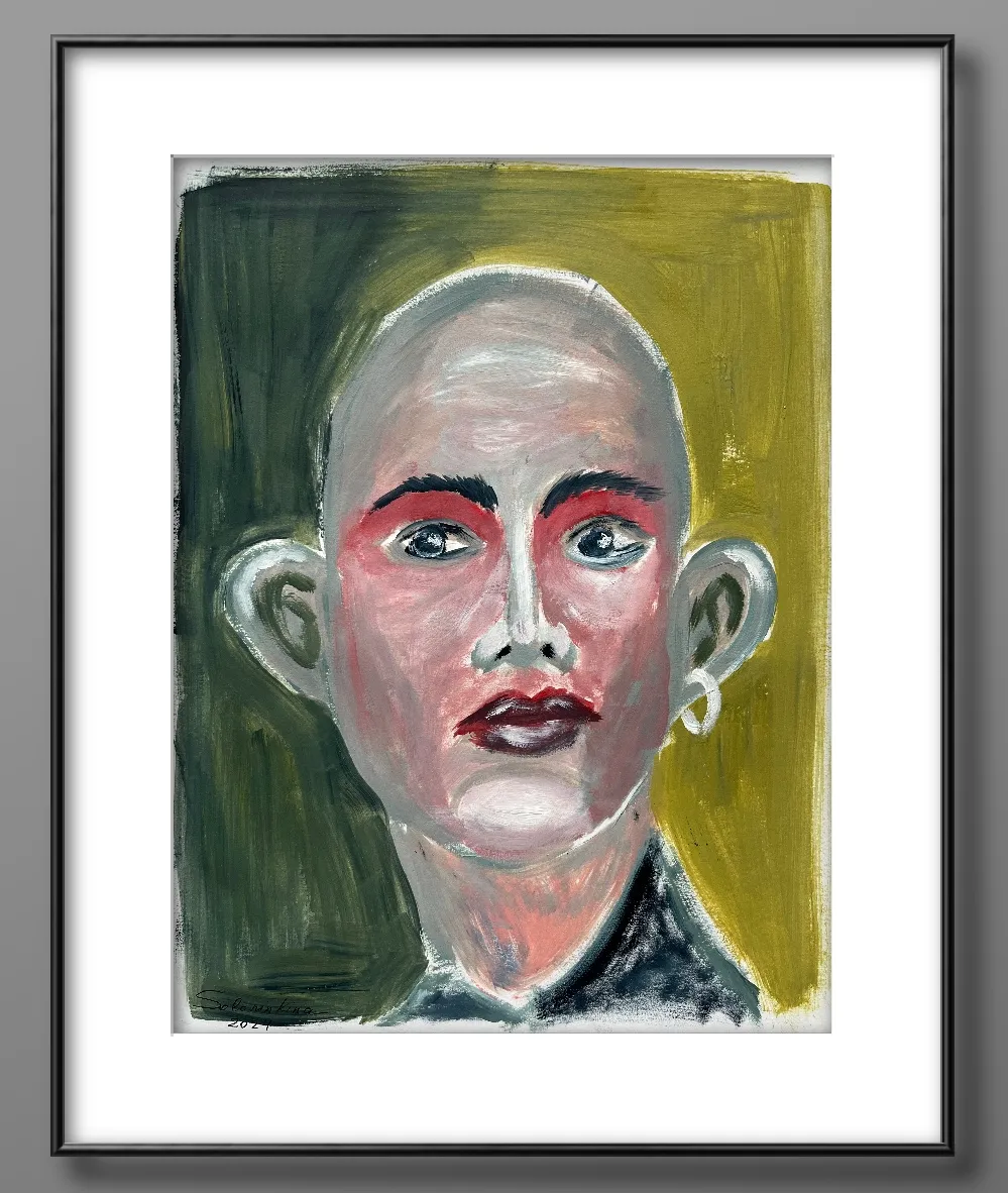 Image of Portraits.1 by Soloninkina, size: 21*27,5, made of Oil, paper, Painting medium, part of the Portraits series Photo 1 of 2.