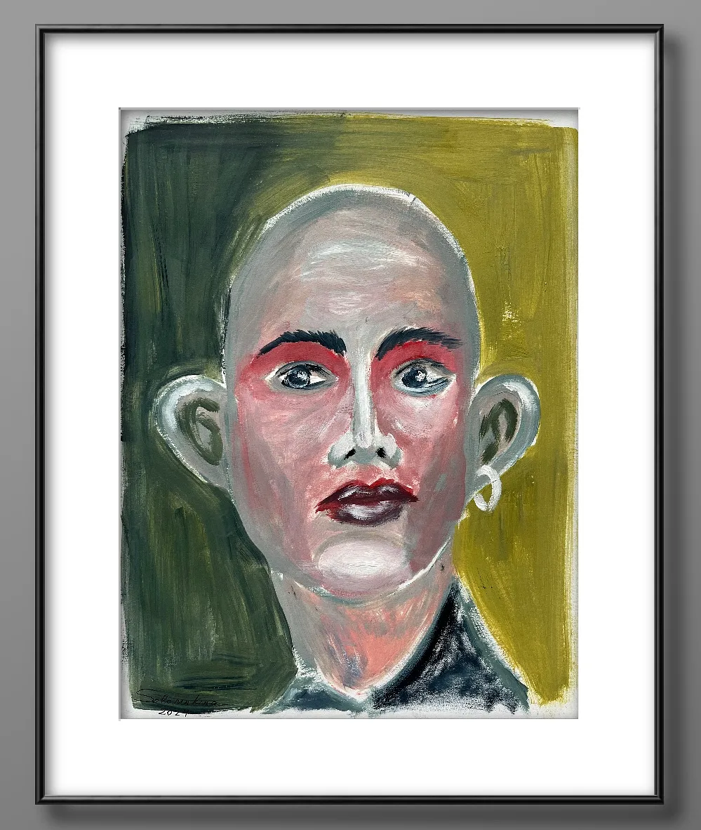 Image of Portraits.1 by Soloninkina, size: 21*27,5, made of Oil, paper, Painting medium, part of the Portraits series Photo 1 of 2.