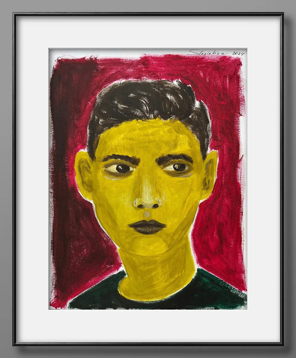 Image of Portraits.4 by Soloninkina, size: 21*27,5, made of Oil, paper, Painting medium, part of the Portraits series Photo 1 of 2.