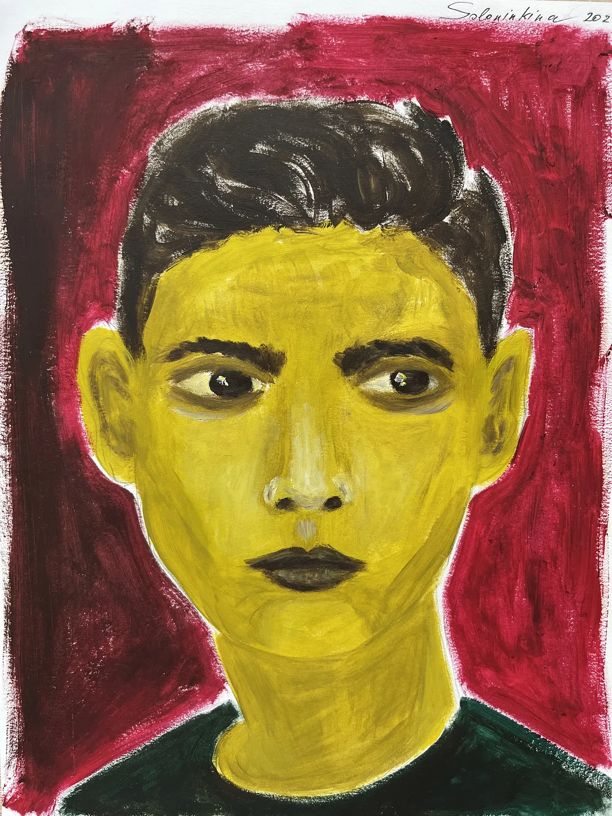Image of Portraits.4 by Soloninkina, size: 21*27,5, made of Oil, paper, Painting medium, part of the Portraits series Photo 2 of 2.