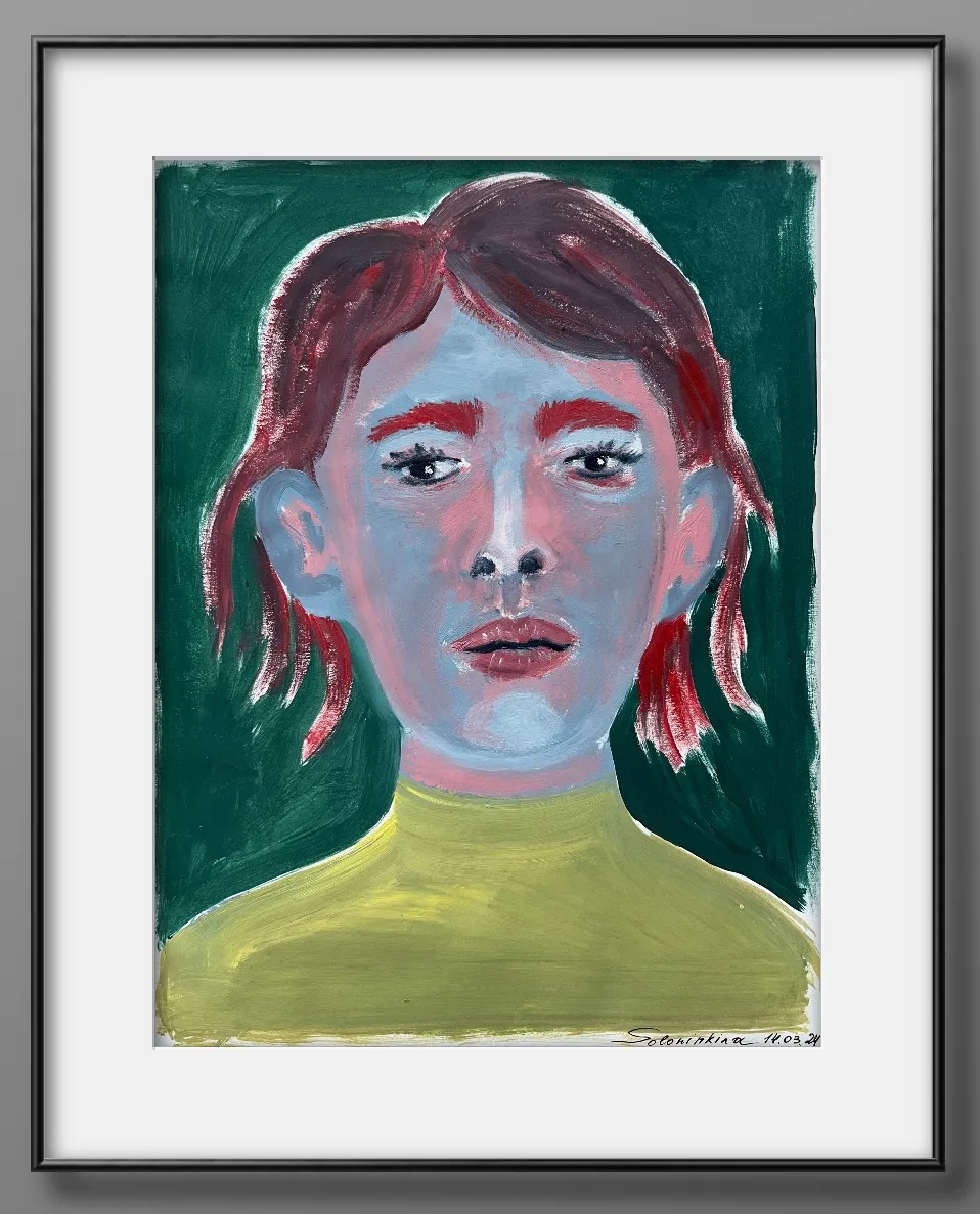 Image of Portraits.5 by Soloninkina, size: 21*27,5, made of Oil, paper, Painting medium, part of the Portraits series Photo 1 of 3.