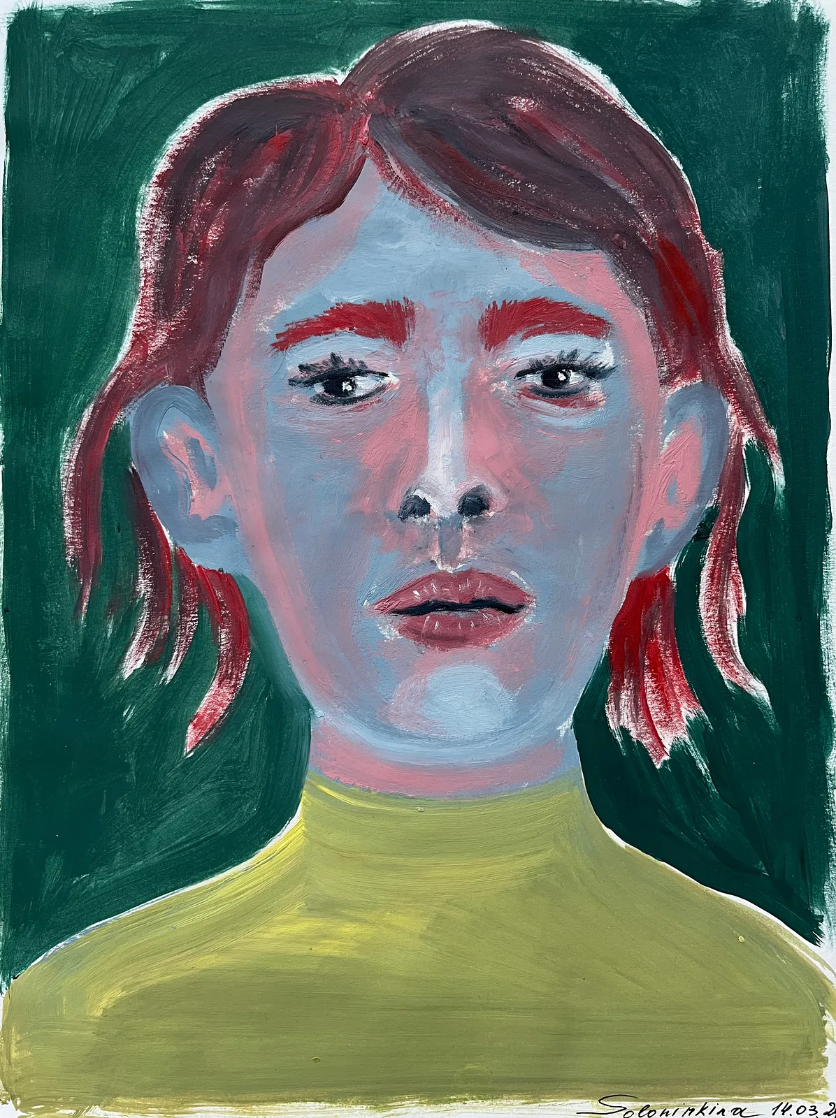 Image of Portraits.5 by Soloninkina, size: 21*27,5, made of Oil, paper, Painting medium, part of the Portraits series Photo 2 of 3.