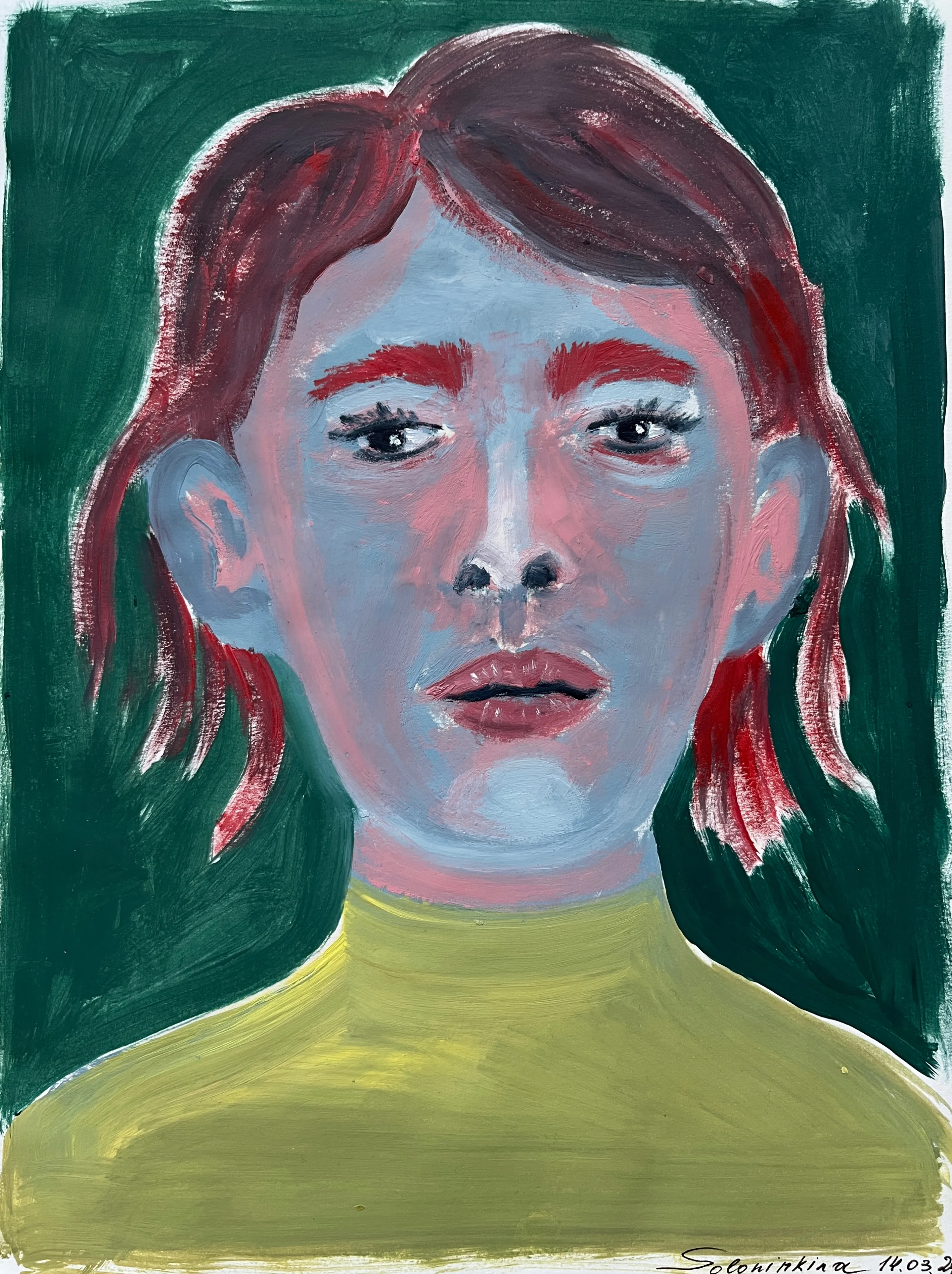 Image of Portraits.5 by Soloninkina, size: 21*27,5, made of Oil, paper, Painting medium, part of the Portraits series Photo 3 of 3.