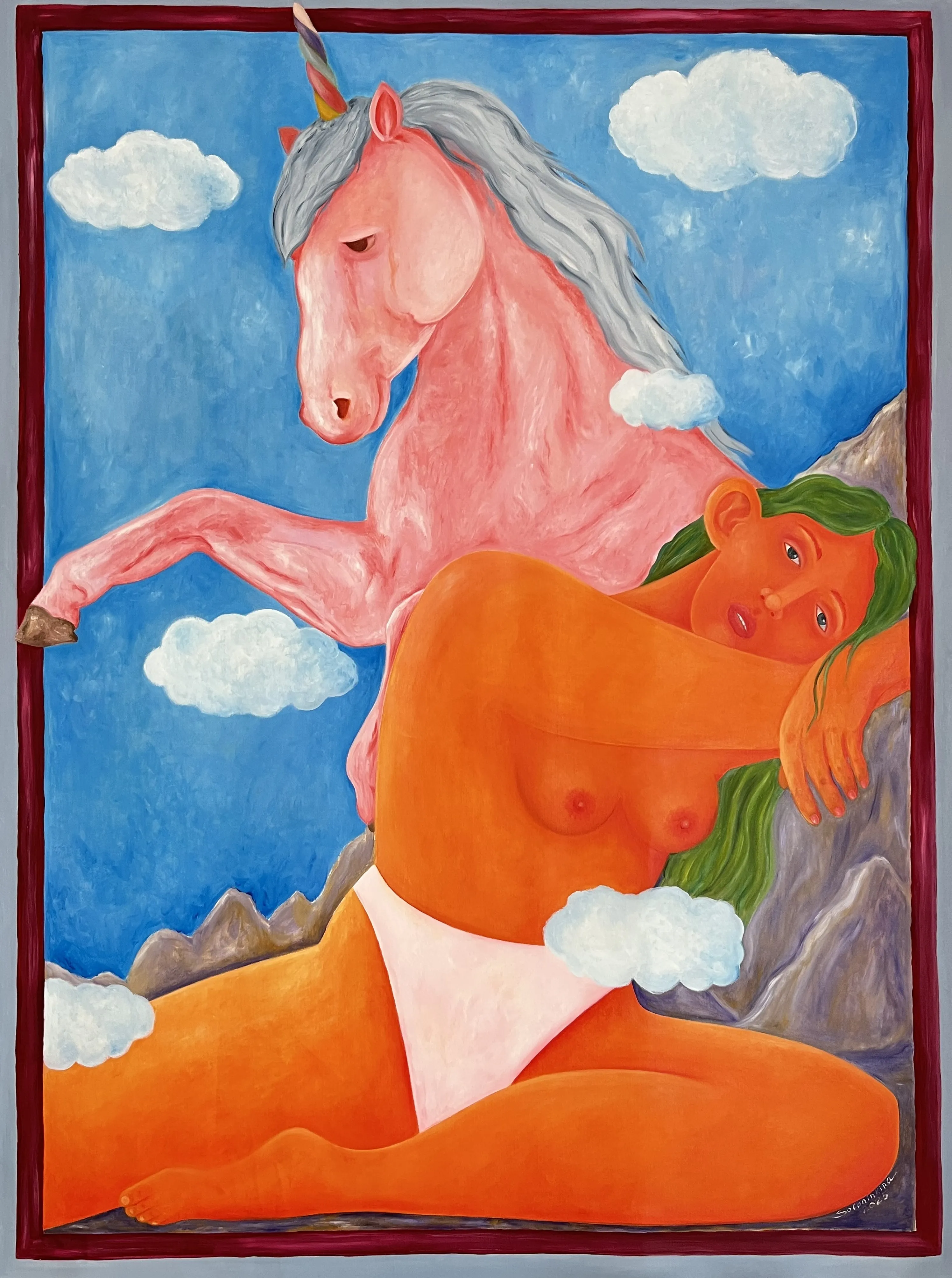 Image of Horse  by Soloninkina, size: 98/130 cm, made of oil, oil pastel, canvas, Painting medium, from Warsaw Photo 1 of 5.